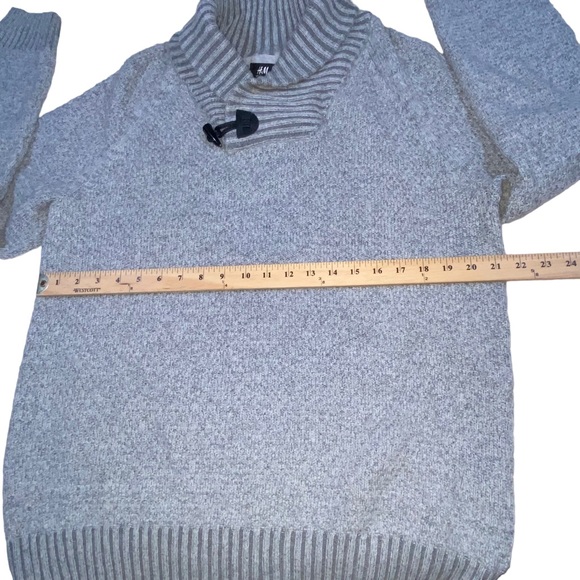 H & M Shawl Neck Wool Blend Gray Knit Sweater - Men’s Large - Picture 2 of 13